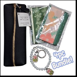 Bag Accessories Bundle! Pen Pouch, Pearl Style Charm, 2 Purse Scarf